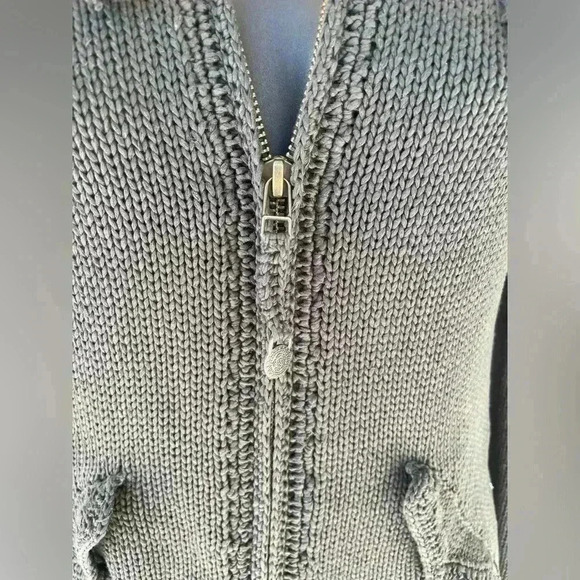 ODD MOLLY women’s charcoal gray knit fringe sweater pockets and from zip sz 0 - Picture 9 of 15